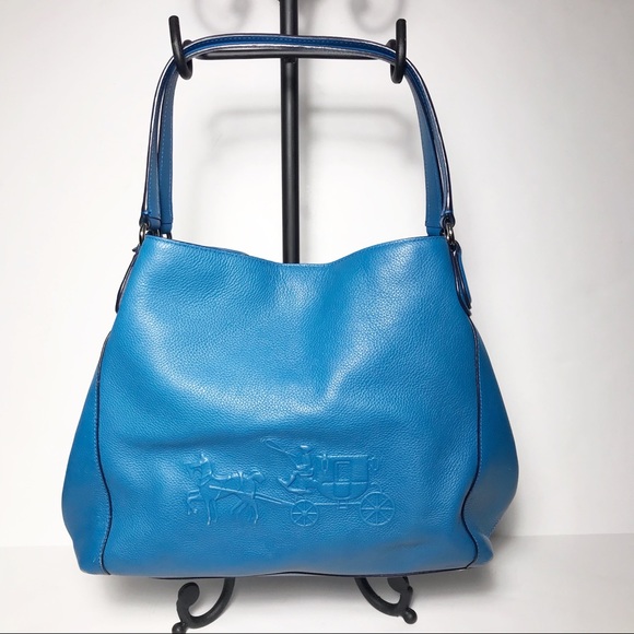 Coach Handbags - Coach Unique Teal Blue Slouchy Shoulder Bag Purse